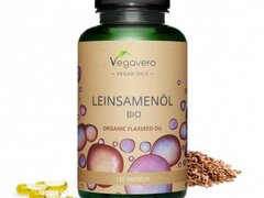 Vegavero Organic Flaxseed Oil 500 mg, 120 Capsule (Ulei din seminte de in)